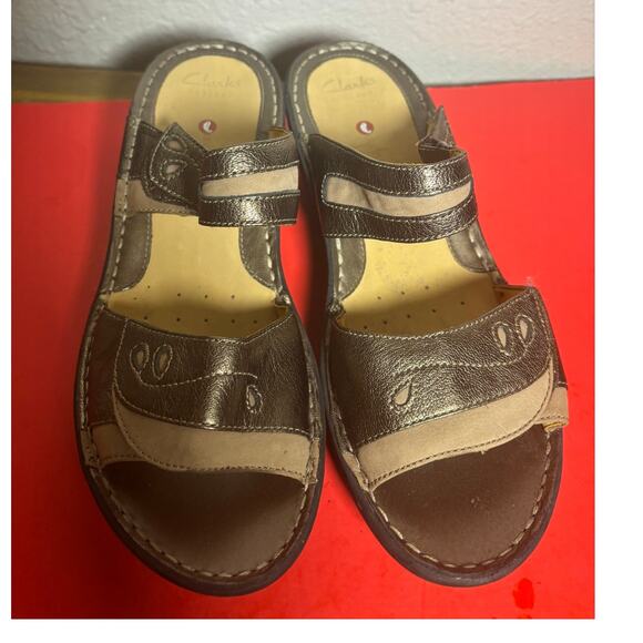 Clarks artisan unstructured womens wedge sandals golden size 9.5 M - Picture 6 of 6